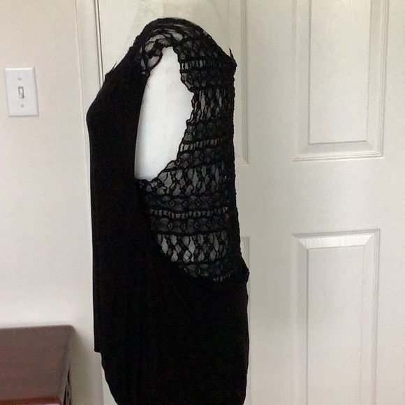 Free People Free Flowing Black Jersey Knit Blouson Tank with Open Lace Back - Picture 7 of 11
